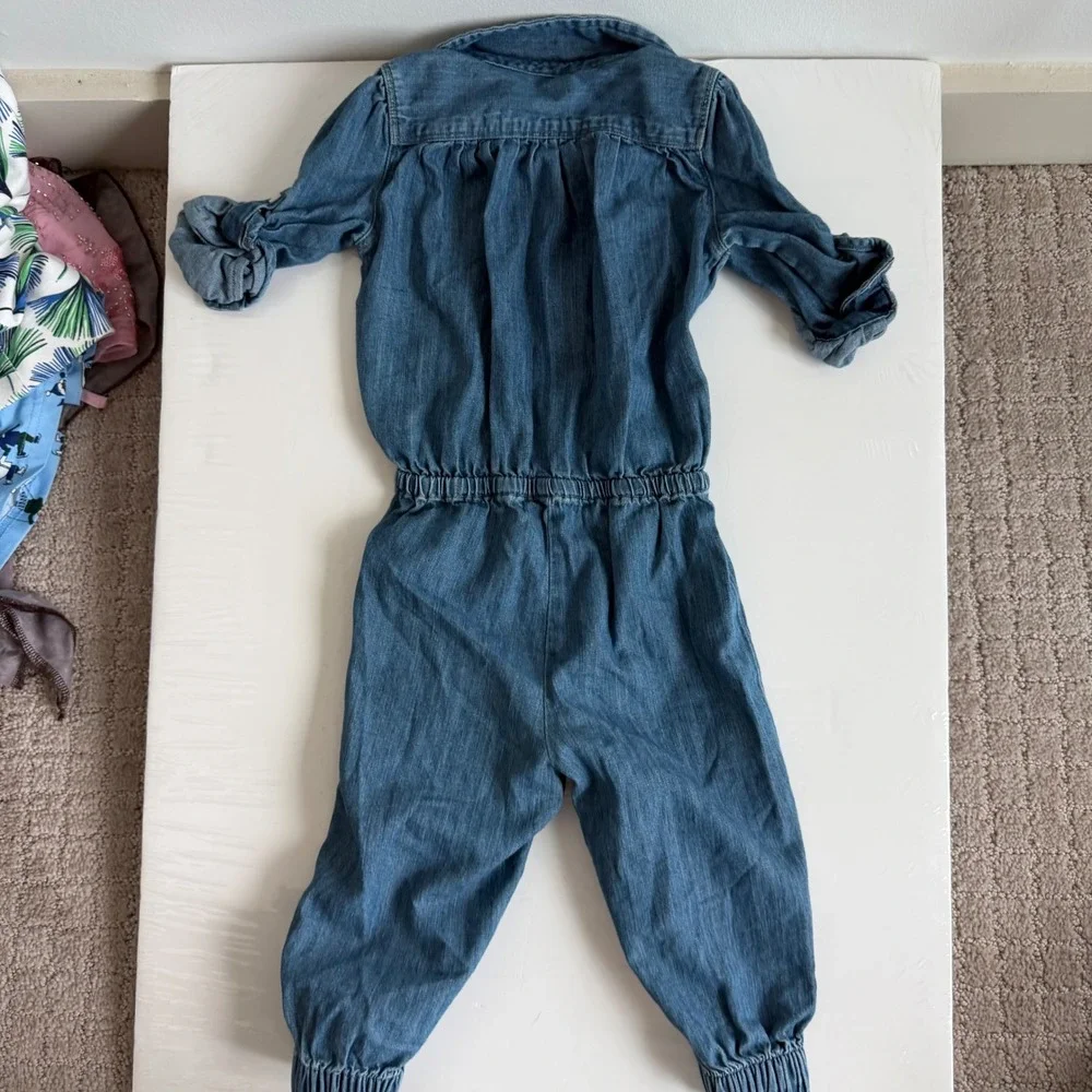 Ralph Lauren Chambray Pleated Coveralls Size 12 Months